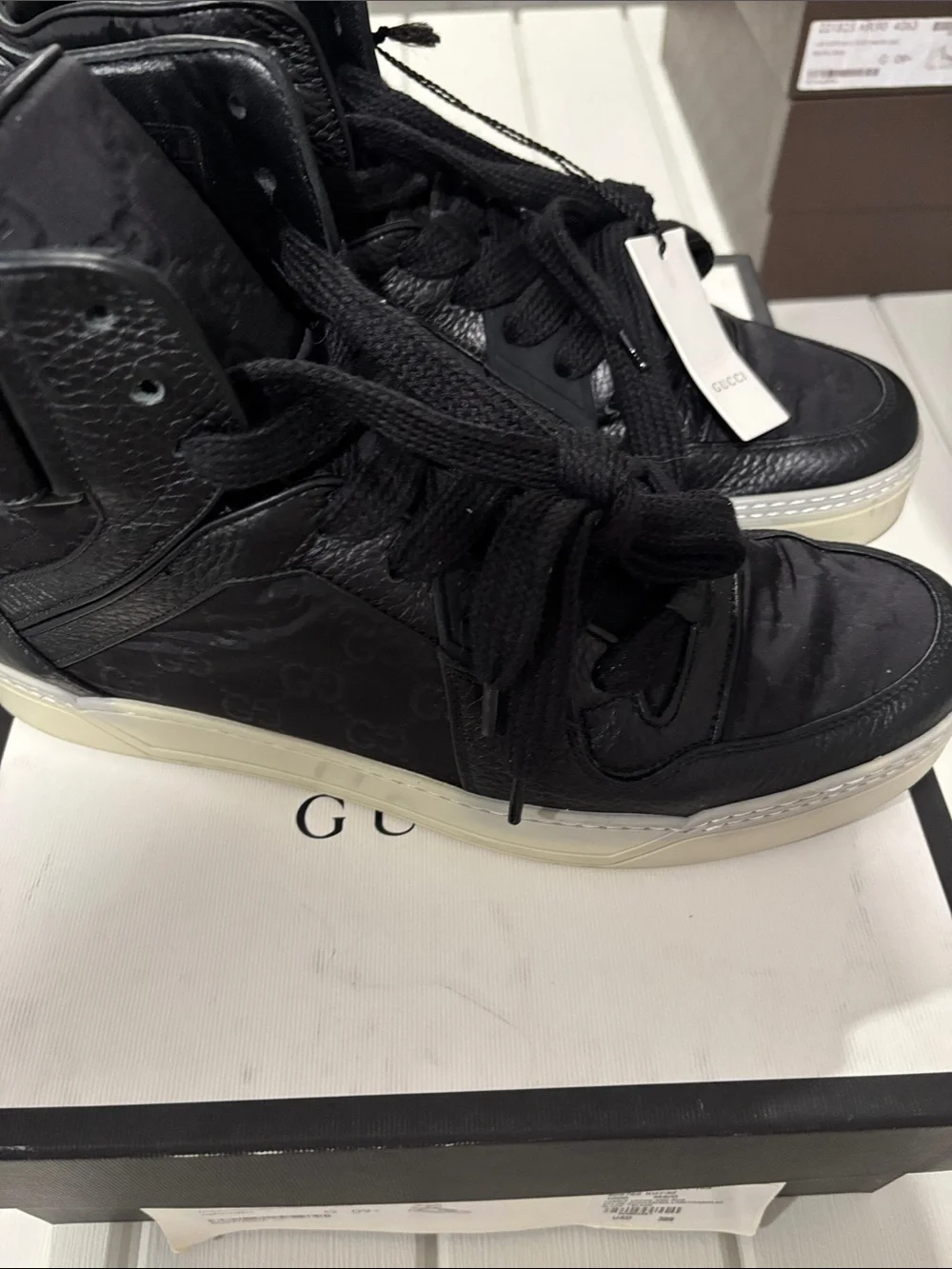 Gucci Black High-Top GG-Embossed Sneakers